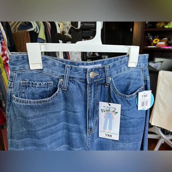 NEW With Tags YMI Dream Authentic Denim 90’s Wide Leg High Waisted Jeans 1 of 2 - Picture 3 of 15